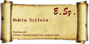 Bubla Szilvia névjegykártya